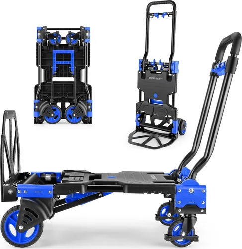 Vista 10 de Carro de mano plegable de 330 libras, de transporte resistente, combinación de cuatro ruedas y dos ruedas convertible carrito Dolly con mango