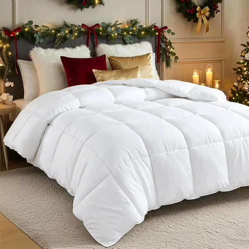 Vista 29 de Utopia Bedding Edredón de tamaño king, inserto de edredón para todas las estaciones, edredón de cama cosido en caja con esquinas y relleno Blanco
