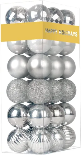 Vista 52 de Bolas pequeñas de Navidad doradas de 1.6 pulgadas, adornos de decoración para árbol de Navidad, bolas colgantes inastillables para decoraciones