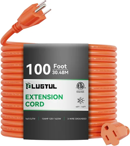 Vista 9 de Cable de extensión para exteriores de 10 pies, impermeable, calibre 16/3, cable de extensión de 3 puntas, 13A 1625 W SJTW, certificación ETL, ideal