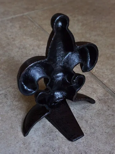 Vista 7 de Lulu Decor, Tope de puerta de flor de lis, hierro fundido, 2 libras, tope de puerta (negro antiguo)