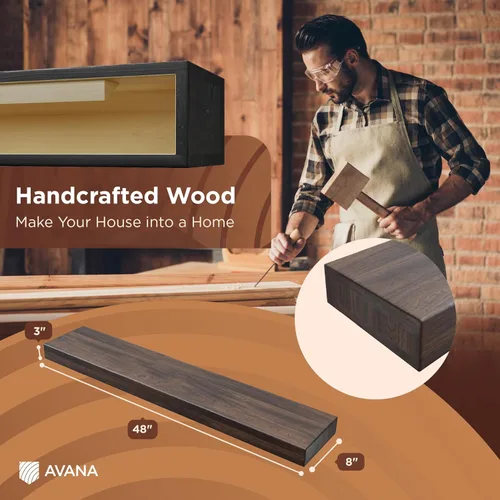 Vista 2 de Avana Repisa de Chimenea de 48 Pulgadas - Repisas Naturales para Sobre la Chimenea - Repisas de Chimenea Montadas en la Pared, Soporte de Repisa