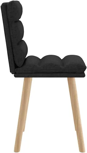 Vista 6 de Modern Dining Chairs Set of 2 Black Fabric Upholstered Kitchen Chairs with Foam Cushion, Rubber Wood Frame for Dining Room Living Room Farmhouse