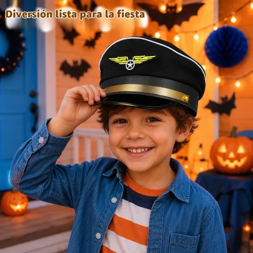 Vista 3 de Toddmomy Kids Airline Costume Hat - Adjustable Uniform Pilot Hat