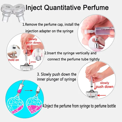 Vista 4 de MUB Herramientas de bomba de recarga de perfume de 10ml (0.34 fl oz), kit de decantador de perfume dispensador con herramientas adaptadoras