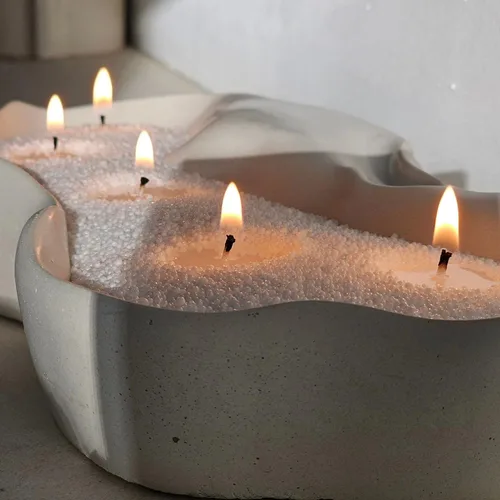 Vista 13 de NICEME Kit de fabricación de velas en polvo personalizado negro, 26 onzas de cera con cuentas rellenables, arena perlada, vela perlada, totalmente
