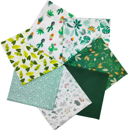 Vista 13 de Tela, 8 unids/lote de tela de algodón grueso 19.69 "x 19.69" (50 x 50 cm) acolchado de algodón, hojas cuadradas precortadas para patchwork costura