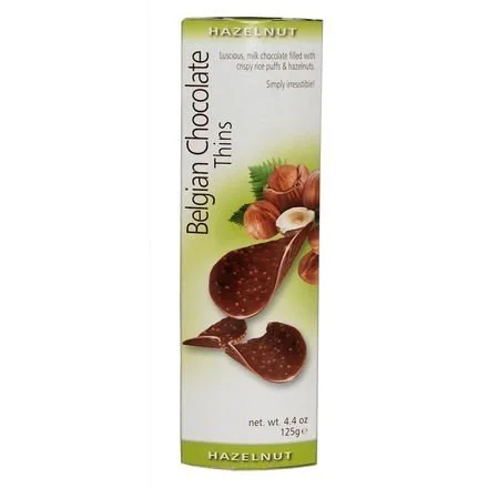 Royal Chocolates Belgian Chocolate Thins Avellana, 4.4 onzas (paquete de 6)