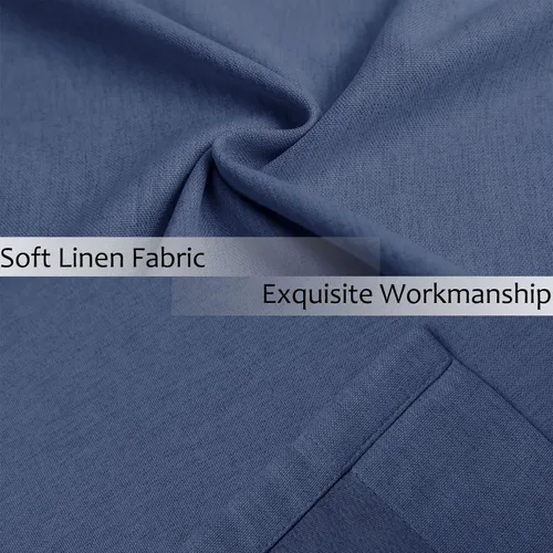 Vista 20 de Frelement Cortinas opacas de lino natural, paneles de cortinas con bolsillo para barra y pestaña trasera, para sala de estar, cortinas