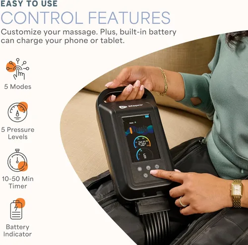 Vista 7 de LifePro Air Compression Recovery System with Heat – 8-Chamber AXIS Full Leg Massage for Calf, Thigh & Foot – Air Massage Wraps for Relaxation &