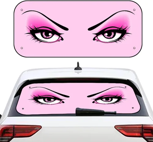 Vista 32 de Biyejit Parasol para ventana trasera de coche de vaca blanca y negra con ventosa, accesorios de automóvil con estampado de vaca, bloqueador solar