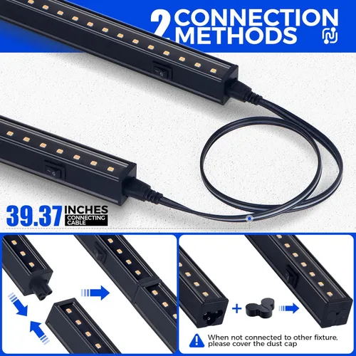 Vista 8 de Barrina Luces de crecimiento T5, lámpara de crecimiento de 1 pie para plantas de interior de espectro completo, bombillas LED de cobertura negra