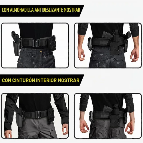 Vista 7 de AIKATE Cinturón táctico de batalla Molle – Cinturón de combate de liberación rápida de 1.75 pulgadas/2.25 pulgadas interior y 2.0 pulgadas exterior