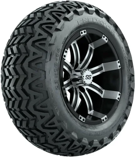 Vista 7 de GTW Combo de ruedas y neumáticos para carrito de golf de 14 pulgadas Ruedas cromadas GTW Tempest en neumáticos todo terreno Predator de 23 x 10-14