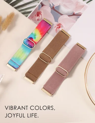 Vista 3 de TOYOUTHS 3 paquetes de correas compatibles con Fitbit Sense/Sense 2/Versa 3/Versa 4; correas de nailon elásticas ajustables para mujeres y hombres