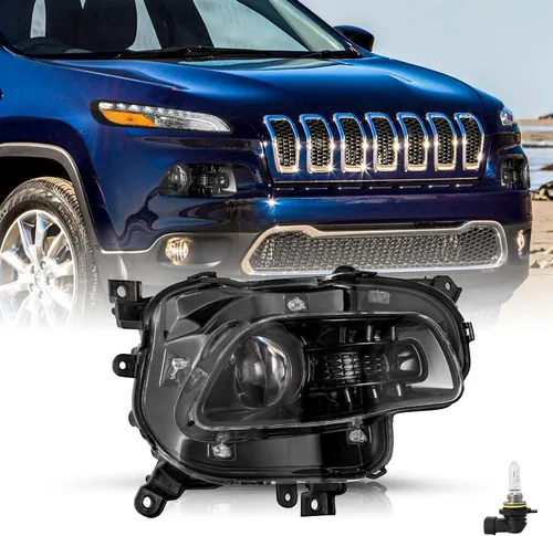 Vista 10 de JSBOYAT Compatible con 2014-2018 Jeep Cherokee Luz LED DRL de estacionamiento Señal de giro estilo OE Faros LED DRL cromados para parachoques Señal