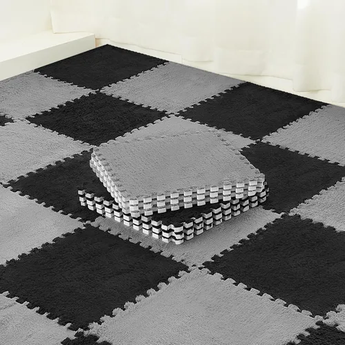 Vista 10 de Amylove Paquete de 36 Alfombrillas de Suelo de Espuma Suave Cuadradas Entrelazables con Borde, Baldosas de Alfombra Esponjosas, Alfombrilla