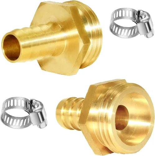 Vista 20 de Joywayus 1/2" Barb x 3/4" Hembra GHT Rosca Giratoria Hexagonal Latón Jardín Manguera de Agua Conector de Cobre con Abrazadera de Acero Inoxidable