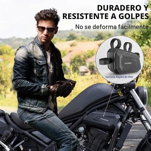 Vista 2 de ROCKBROS Bolsa lateral triangular - Bolsas de almacenamiento de motocicleta de carcasa dura de EVA, bolsa de cola resistente al agua, 2 piezas Negro