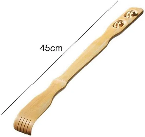 Vista 5 de Rascador de espalda de bambú para cuerpo de madera, masajeador manual de mango largo para cuello y hombro trasero