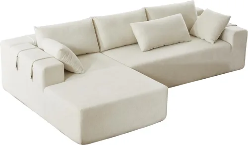 Vista 2 de Juego de sofá modular modular, 108 pulgadas, reversible, en forma de L, convertible con 6 almohadas, moderno sofá seccional para sala de estar