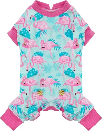 Vista 29 de KYEESE - Pijama de terciopelo para perros, con patrón de patos amarillos, ropa elástica y suave para cachorros y perros pequeños, mameluco cómodo