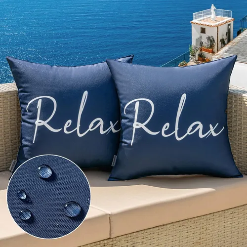 Vista 12 de MIULEE Juego de 2 fundas de almohada impermeables para exteriores, fundas de almohada cuadradas decorativas para exteriores, para silla, patio