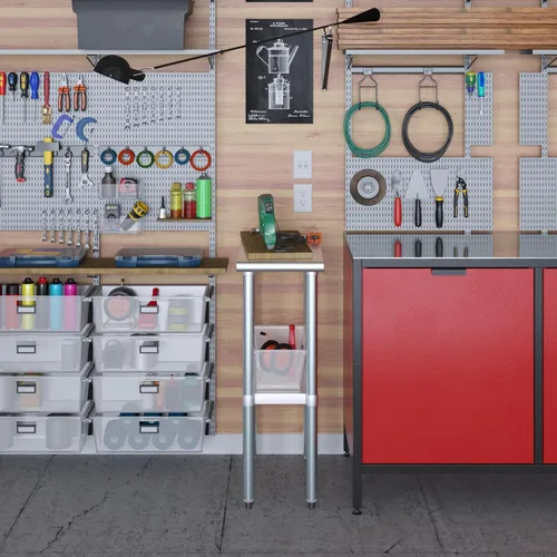 Vista 8 de Mesa de trabajo de acero inoxidable, mesa de metal