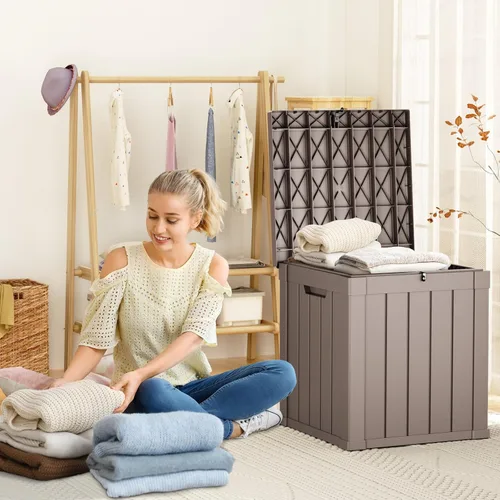 Vista 88 de DRATO Cajas de terraza, caja de almacenamiento al aire libre de 30 galones para cojín de patio, herramientas de jardín, impermeable y resistente a