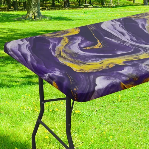 Vista 34 de Smiry Mantel rectangular, impermeable, elástico, ajustable para mesas de 6 pies, manteles de vinilo con parte trasera de franela lavable para Azul