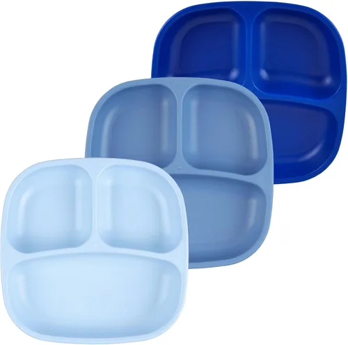 Vista 28 de Re-Play Juego de 3 platos divididos para niños pequeños, platos de pared profunda de 3 compartimentos para niños quisquillosos, aptos para Baya