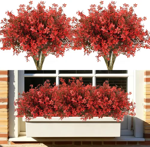 Vista 26 de Flores Artificiales de Plantas en Blanco y Negro para Halloween, Hierba de Cebolla Artificial Resistente a los Rayos UV, Arbustos de Plantas