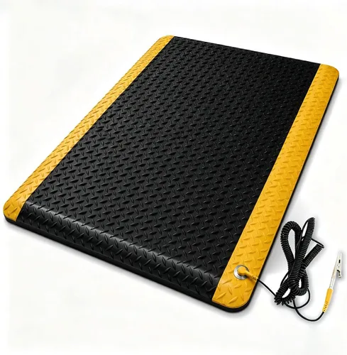 Tapete conductor antifatiga ESD de 3 x 5 pies, placa de diamante duradera y resistente, alfombrilla ergonómica de esponja suave, antideslizante,