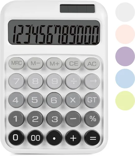 Vista 9 de Calculadora de interruptor mecánico con botones grandes, calculadoras de escritorio, 12 dígitos, energía de batería solar, calculadora