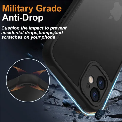 Vista 5 de Funda Translúcida Mate para iPhone 11, [Protección contra Caídas de Grado Militar de 10 Pies] Parachoques Protector Delgado Duradero Resistente a