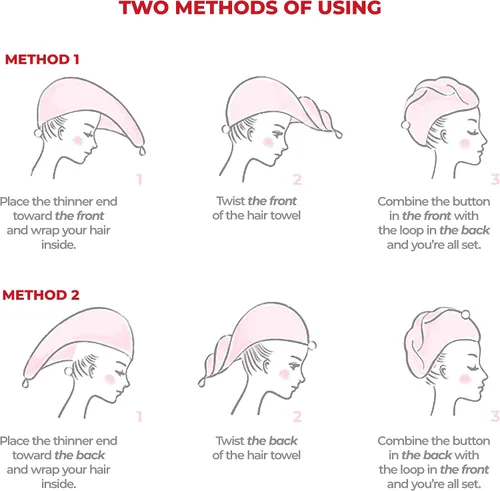 Vista 6 de American Soft Linen Toallas de pelo 100 % algodón para mujer, gorro de toalla de pelo, turbante de algodón para cabello largo y rizado Beige