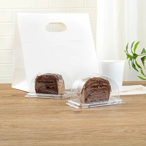Vista 8 de Restaurantware - Cajas de pastel de 13 onzas, 100 contenedores desechables de rollo suizo para tartas - con tapas, semicírculos, recipientes