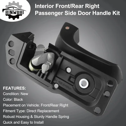 Vista 4 de Kit de manija de puerta interior para pasajero delantero y trasero derecho compatible con Chevy Silverado Tahoe Suburban Avalanche 2007-2014, GMC