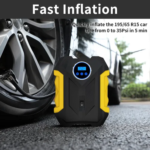 Vista 4 de Compresor de aire digital para bomba automática de coche Inflador de neumáticos portátil con luz LED DC 12V