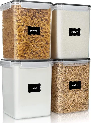 Vista 13 de Vtopmart Contenedores de almacenamiento de alimentos de 2.5 litros/84.5 onzas, 4 recipientes herméticos de plástico sin BPA para harina, azúcar