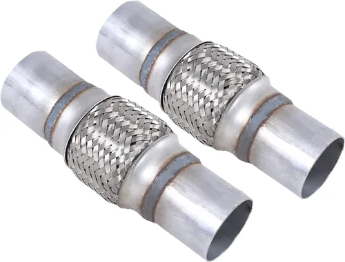 Vista 13 de 2 piezas de tubo flexible de escape de acero inoxidable doble trenzado 1.75" x 4" con extremos de 4" de largo