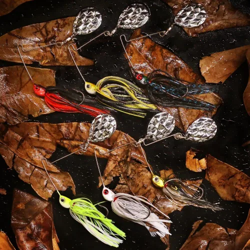 Vista 4 de XFISHMAN Mini Spinnerbaits para pesca de lubina, paquete de 6, cebo giratorio de Colorado, señuelos de pesca de agua superior, micro spinner