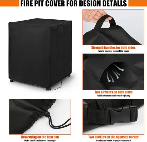 Vista 2 de Cubierta de mesa para exteriores para mesa de tanque de propano de 16 pulgadas, 600D, caja de almacenamiento impermeable de 20 libras, 16 x 16 x 21