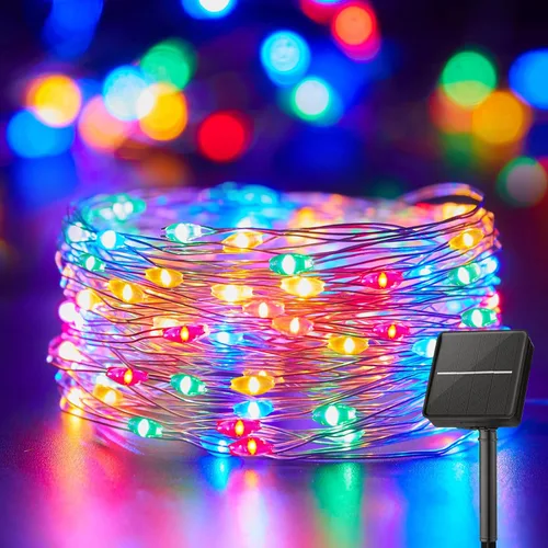 Vista 14 de Minetom Luces de Cadena Solares para Exteriores, 33 Pies 100 LED Luces Solares de Hadas para Exteriores, 8 Modos Luces de Balcón para Árbol Patio