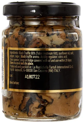 Vista 4 de La Rustichella - Trufa negra en rodajas - 100% fabricada en Italia Vegana, sin gluten, sin colesterol (3.17 oz (90 gr))