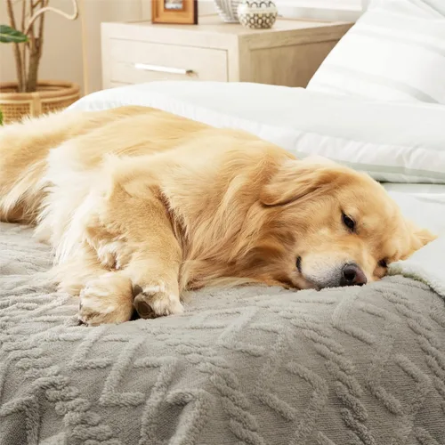 Vista 5 de Bedsure - Mantas impermeables para perros para la cama - Manta para mascotas para cama y sofá lavable, manta de forro polar de jacquard para gatos