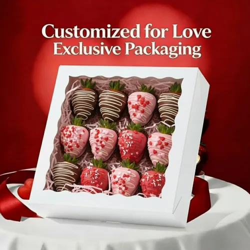 Vista 3 de RomanticBaking 24 piezas cajas blancas para pasteles de 10 x 10 x 2.5 pulgadas con ventana - Perfectas para galletas, fresas cubiertas de chocolate