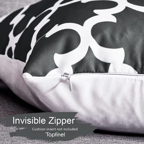 Vista 2 de Top Finel - Juego de fundas para cojines de lona de 16 x 16 para sofá, dormitorio, auto, paquete de 6, negro