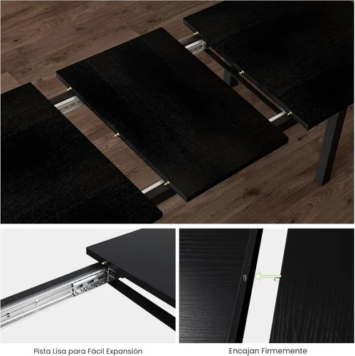 Vista 5 de Feonase Juego de mesa de comedor de 5 piezas para 4-8 personas, juego de mesa de cocina grande extensible de 63 pulgadas con 2 bancos y 2 taburetes