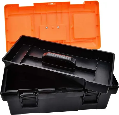 Vista 2 de Caja de herramientas de plástico, caja de herramientas portátil de 18 pulgadas, caja de herramientas de plástico con bandeja de herramientas